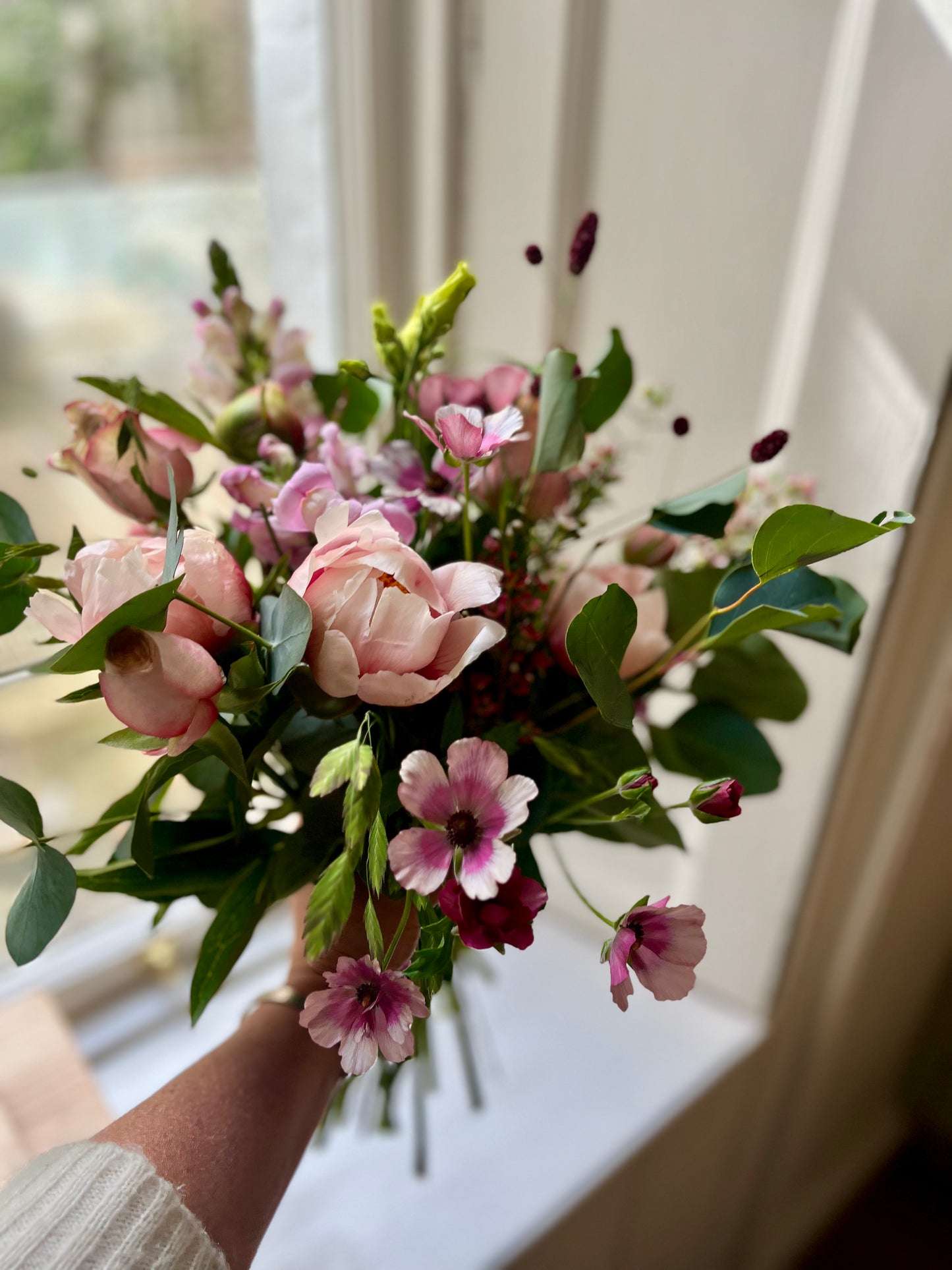 Hand tied bouquet and Geli printing