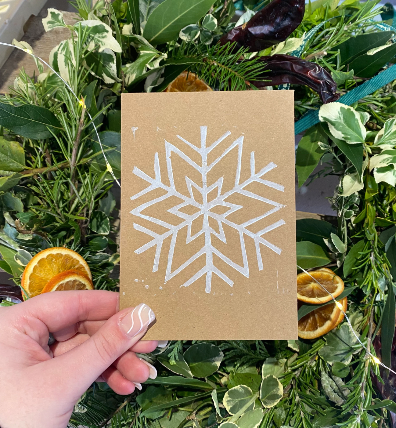 Lino Print your Cards & Make a Christmas Wreath